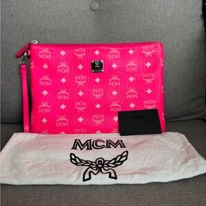 MCM Neon Pink Wristlet